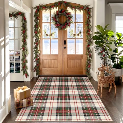 Christmas 4x6 Covered Outdoor Patio Rug - Washable Front Door Mat