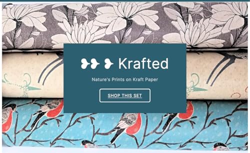 K-Kraft Premium Christmas Wrapping Paper Set with Snow Birds, Deer & Ice Flowers on Brown Kraft – 30" x 15' Rolls (112.5 sq ft) + 24 Foil-Stamped Tags