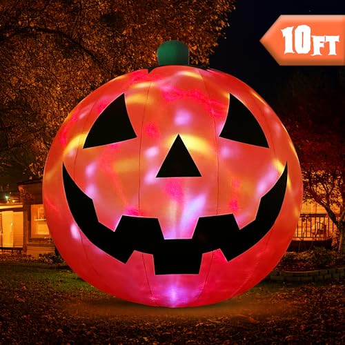 10 FT Giant Inflatable Pumpkin Halloween Outdoor Decoration with LED Lights