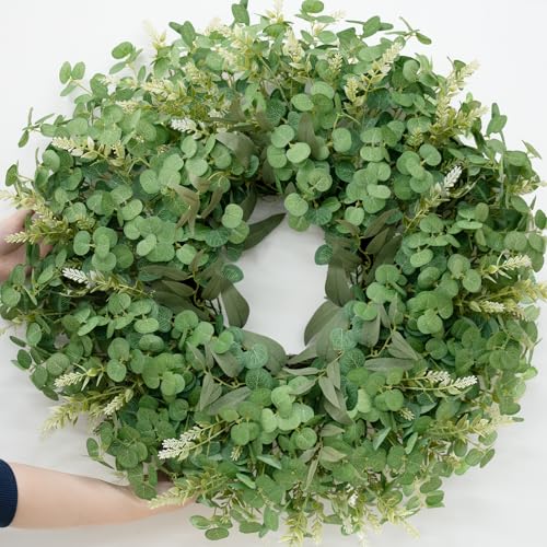 26-Inch Eucalyptus Wreath for Front Door - All-Season Greenery Decor - Spring Summer Winter