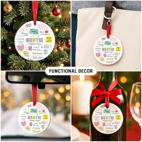 Bestie Christmas Ornament with Definition - Friendship Gift for Women, BFF, Soul Sister, Work Bestie, Funny Keepsake, Best Canvas Wall Art, Variation: Bestie