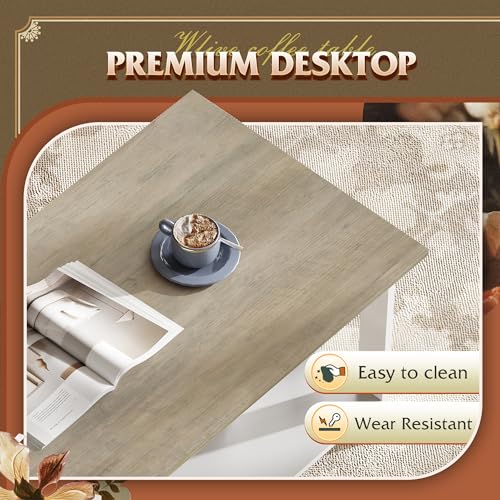 WLIVE 39.4-Inch Farmhouse Coffee Table with Storage Shelf - White, Variation of White / 39.4"