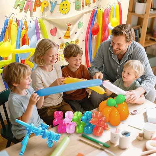 DIY Balloon Animal Kit with Pump, Premium Latex Twisting Long Balloons to Make Animals for Party Boys Girls Christmas Birthday Gifts Clowns Wedding Decor 100Pcs