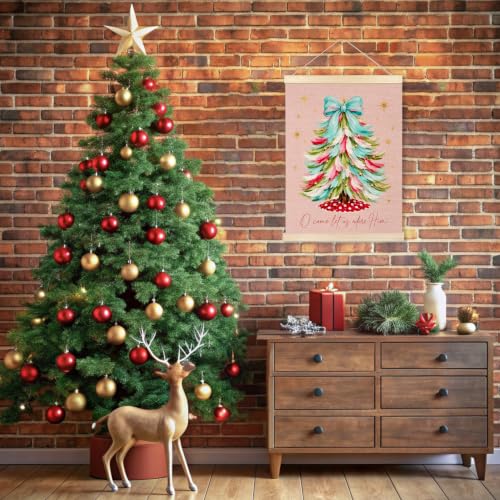 Ecezatik Preppy Christian Christmas Tree Canvas Wall Art Poster 12x16 in - A6-wall art