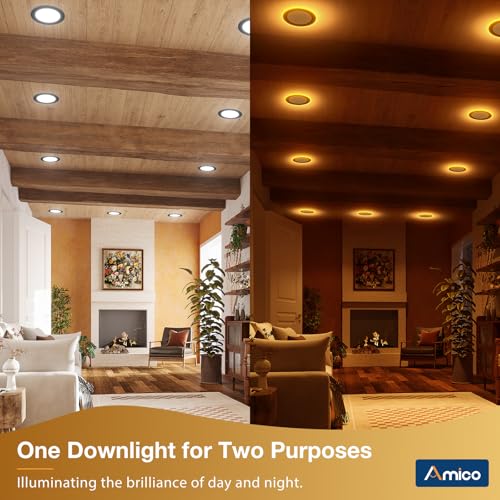 Amico 6 Pack Inch Black 5CCT LED Recessed Ceiling Light with Night