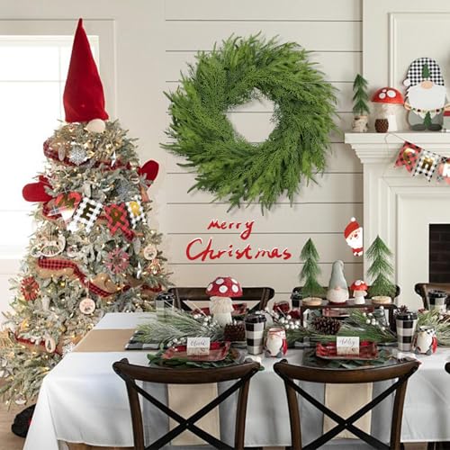 OZFHUA 26 Inch Green Christmas Wreath - Artificial Pine Door & Wall Decor