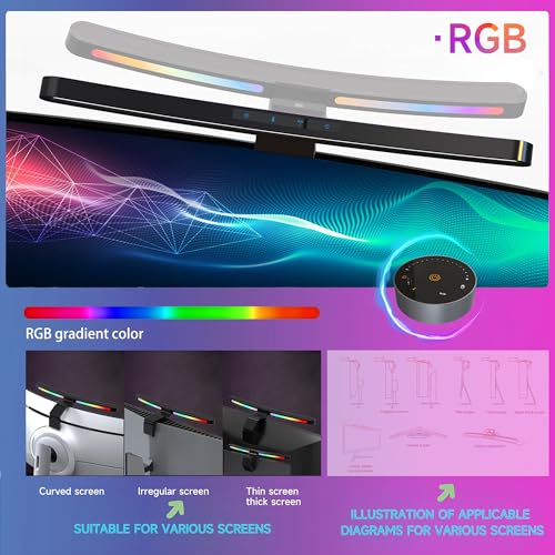 ONWAY Matte Curved Monitor Light Bar with RGB Backlight for 27-34" Screens, No Glare, Wireless Remote Control