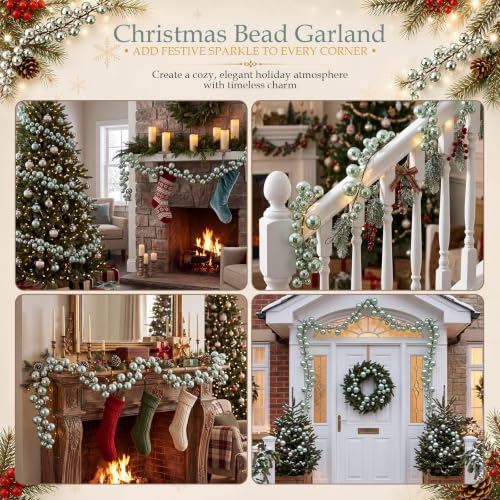 Suncalla 6 ft Green Christmas Ball Garland - Holiday Tree & Mantel Decor (Green / Christmas Ball Garland)