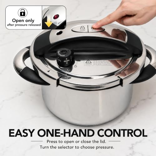 MICHELANGELO 3.2QT Stainless Steel Stovetop Pressure Cooker - Variance 3.2 Quarts