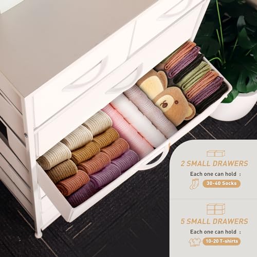 Mifuro White Tall Dresser with 7 Drawers - Vertical Bedroom Storage Tower