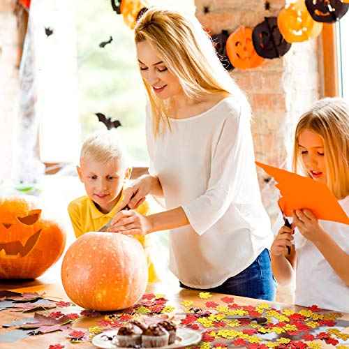 WILLBOND 600 Pcs Fall Thanksgiving Confetti Maple Leaf Table Scatter Foil Confetti for Autumn Harvest Halloween Christmas Wedding Throwing Table Decoration Glitter Party Supplies