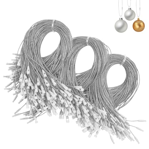 DIYASY 300Pcs Christmas Ornament String Hangers, Silver Ornaments