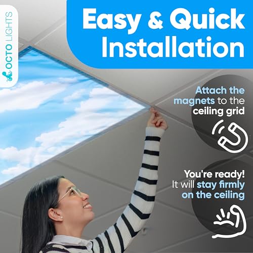 Magnetic Cloud Fluorescent Light Covers for Classroom Ceiling Lights - Calming 4 Pack