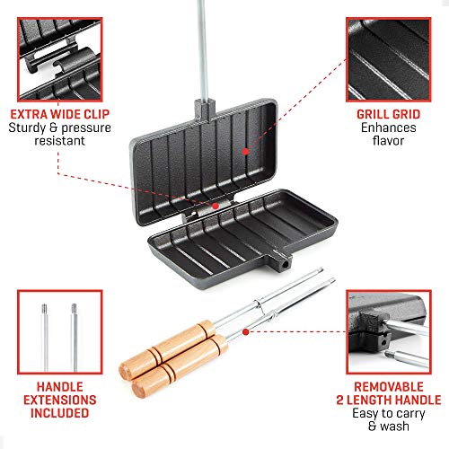 Uno Casa Double Pie Iron XL Cast Iron Campfire Sandwich Maker - Variation of THIS listing 1