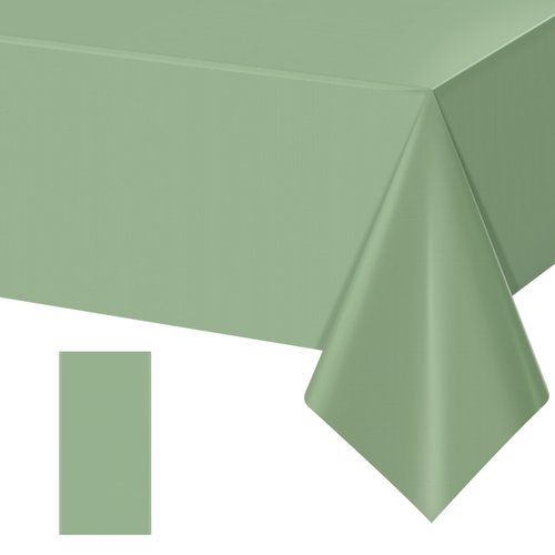 1 Pack Sage Green Plastic Tablecloths for Rectangle Tables, Light Green Disposable Tablecloth, Waterproof Sage Green Table Cover for Birthday Bridal Wedding Baby Shower Party Decorations, 54 X 108Inch