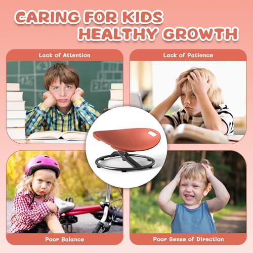 Pozoera Sensory Spinning Chair for Kids Orange Safety Handle Kids Play