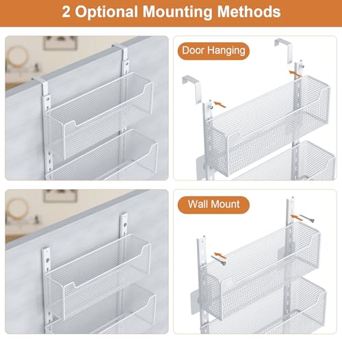 VyGrow White Over The Door Organizer 5-Tier Metal Hanging Storage Baskets