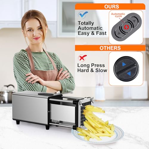 Electric French Fry Cutter with Interchangeable Blades - Silver