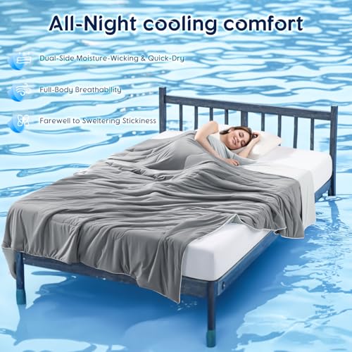 Cooling Blanket for Hot Sleepers King Frosty Light Grey 106x90 - Breathable Summer Bedding