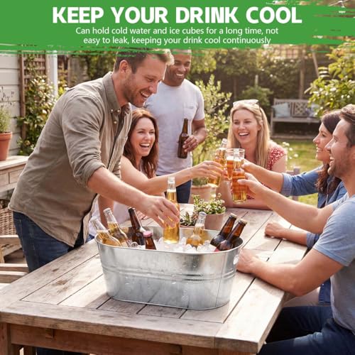 Silvery 4-Gallon Galvanized Ice Buckets Set of 3 - Beverage Cooler with Handles