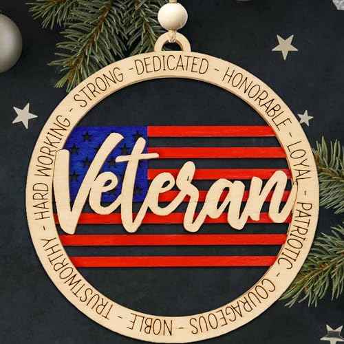 US Veteran Christmas Ornament - Army Veteran Gift from Wife, Daughter, Son - Military Gifts for New Year