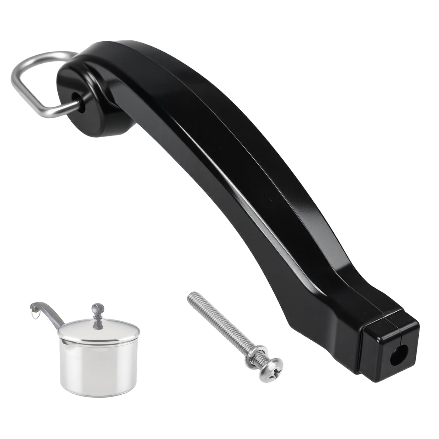 P08-031 Saucepan Handle Replacement (Short) Fits for Farberware 1, 1.5, 2 and 2.5 quart Pan, Pots and Cookware | Durable Pot Replacement parts | Saucepan Handles for Kitchen Cooking with Screw