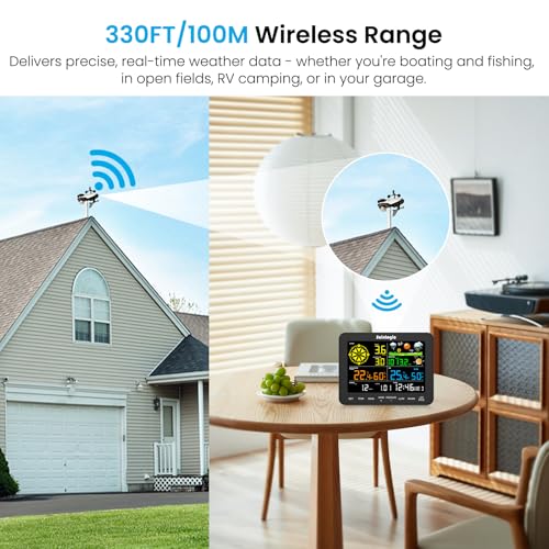 Sainlogic Wireless Weather Station with Rain Gauge & Wind Sensor - Black