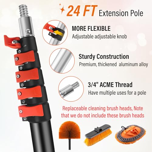 ACTREY 30FT Window Cleaning Kit with 10.65in Squeegee & 24FT Extension Pole