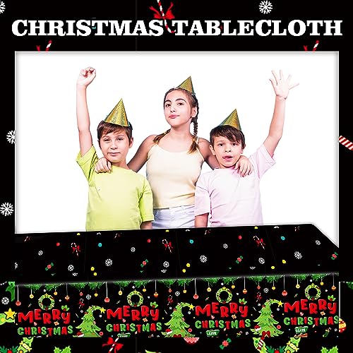 ORNACELE 2-Pack Christmas Waterproof Tablecloths 108x54 Inch Holiday Party Decor