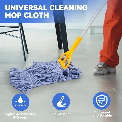 Blue 6 Pack Heavy Duty Commercial Mop Heads Replacement for Floor Cleaning