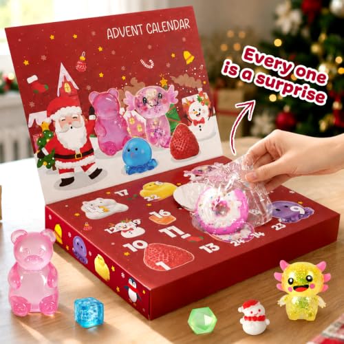 Christmas Advent Calendar 2026 with 24 Colorful Squishy Toys - Holiday Countdown Calendar for Kids & Teens