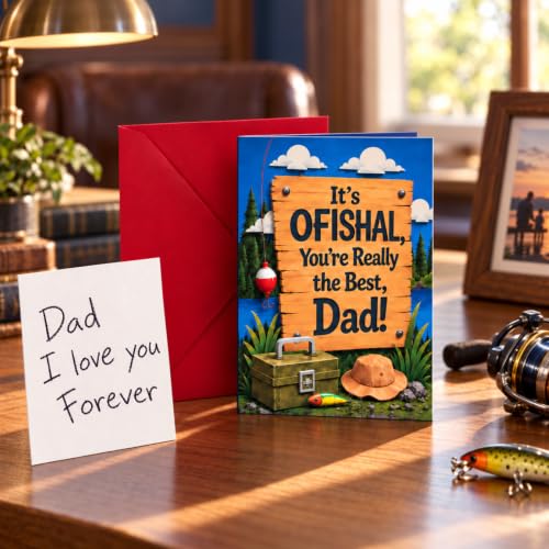 Fishing Dad Pop Up Card - Dad Birthday Christmas Gift from Daughter Son Kids