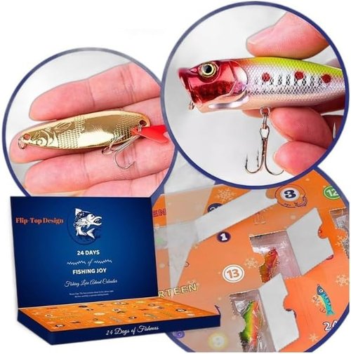 Advent Calendar Fishing Lures - 24 Days Countdown Surprise Gift for Men & Teens | 2025 Christmas