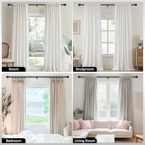 Wolistsa 2 Pack Black Adjustable Curtain Rods 36-91 Inch Heavy Duty Modern Window Treatment
