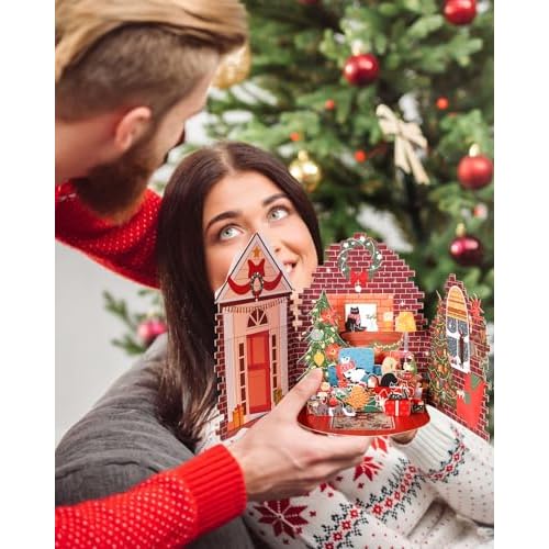 Pop Up 3D Christmas Cards - Cute Cozy Holiday Cats Living Room Xmas Greeting Cards with Envelopes, Festive Themed Gift Card, Christmas Tree and Fireplace Design