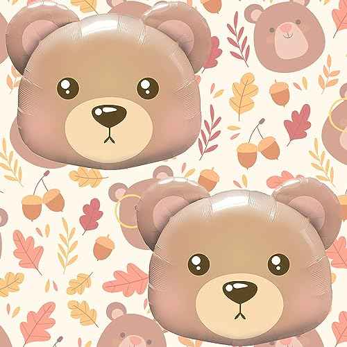 6Pcs Bear Balloons Bear Head Foil Balloons Animal Helium Balloons for Jungle Safari Woodland Theme Animal Birthday Baby Shower Valentine's Party Decoration Supplies