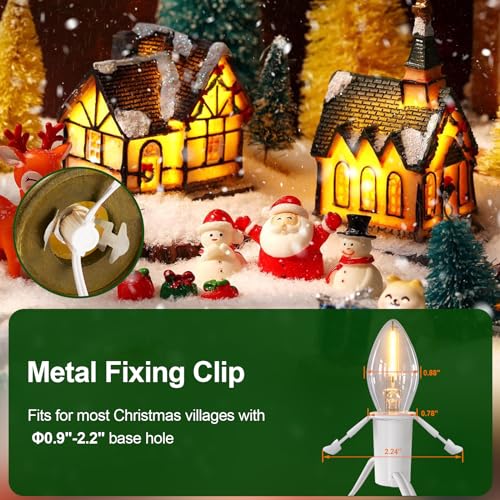 SURAIELEC 21 FT Christmas Village Lights with 12 UL Listed C7 LED Bulbs - Warm White