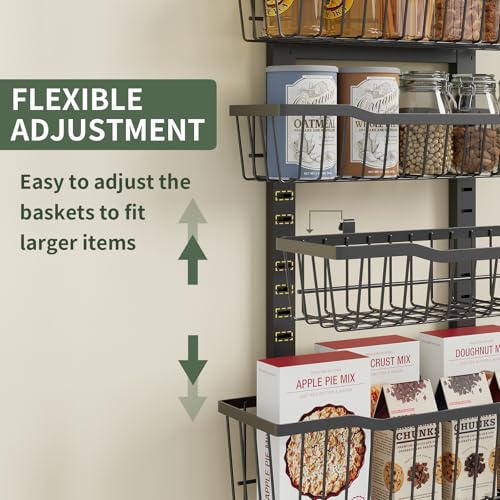 Eastherry Black 8-Tier Over The Door Pantry Organizer with Adjustable Baskets