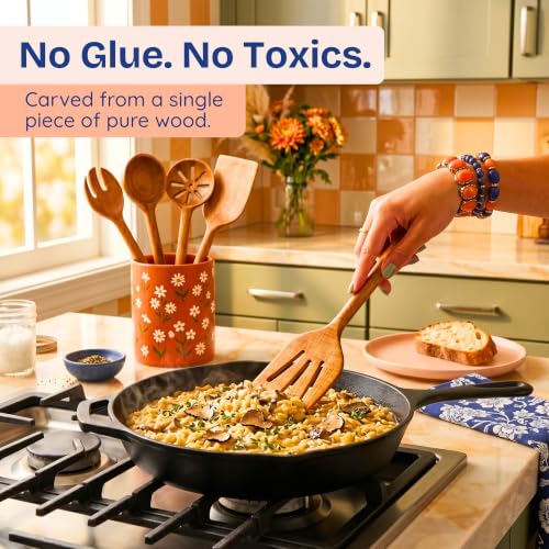Ziruma 6-Piece Non-Toxic Acacia Wooden Utensils Set - Solid, Glue & Mineral Oil Free