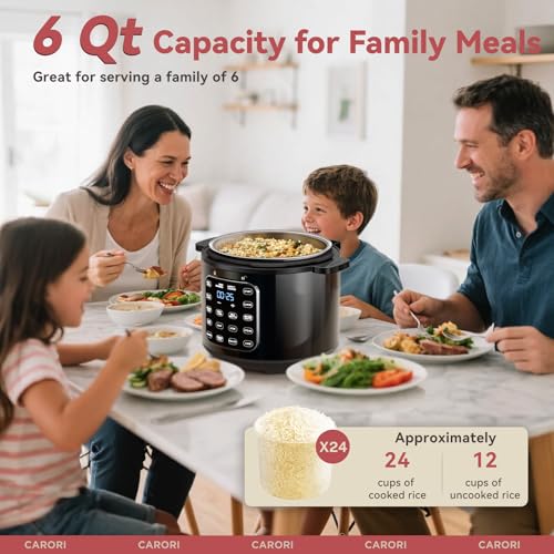 Electric Pressure Cooker 9-in-1 6 Qt Stainless Steel Inner Pot Black - Programmable Multi-Function Cooker