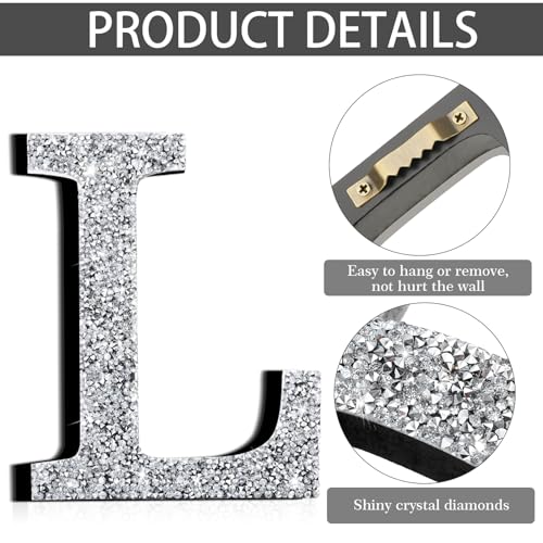 12'' Silver Rhinestone Bling Letters for Wall Decor - Letter L