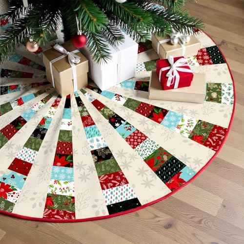 YESCUSTOM Farmhouse Christmas Tree Skirt Classic Decor Xmas Tree Mat Holiday Tree Ornaments Rustic Vintage Tree Skirt for New Year Festive Holiday Party Decorations 36" Most Trees