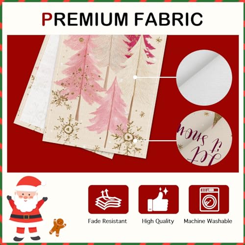 HOMETITUTE Pink Christmas Table Runner 13x72 in Burlap - Ym25101008xt