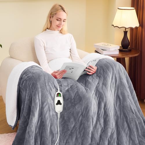 Greenoak Electric Heated Blanket Full Size 72x84 with 10 Heat Levels, Auto-Off, Fleece Soft Christmas Gift for Seniors & Grandma