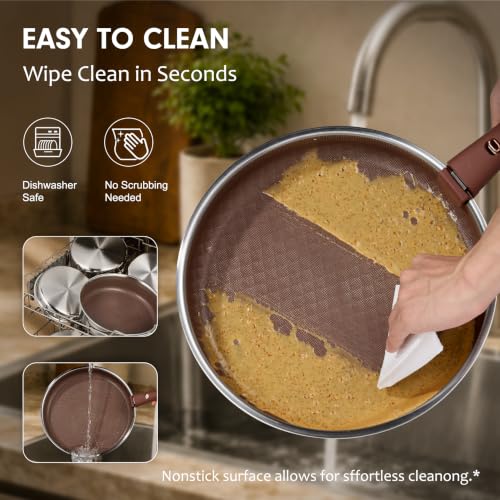 Brown 22-Piece Hybrid Nonstick Pots and Pans Set - Induction & Oven Safe