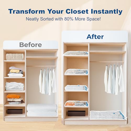 Vacuum Storage Bags Set 30 Pack with Electric Pump - Space Saver & Reusable - 6 Sizes - Combo E Pump