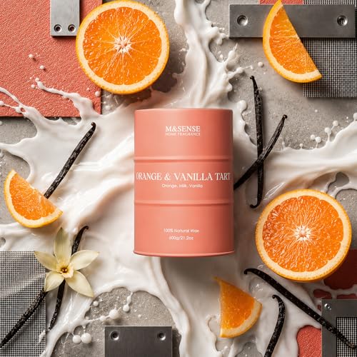 M&SENSE Orange Vanilla Tart Soy Candle 21.2oz - 120H Burn Time, Non-Toxic