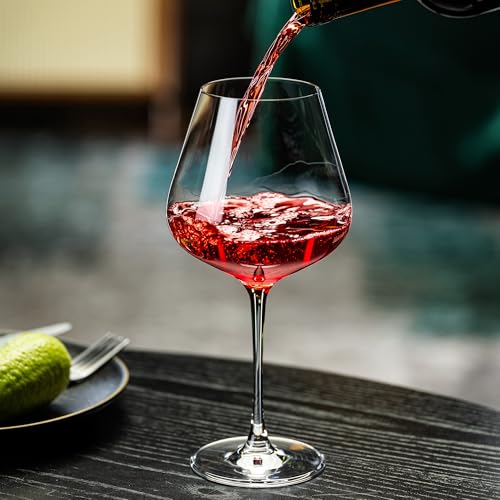 NORIMODA Set of 4 Large 22oz Red Wine Glasses for Bordeaux & Burgundy - Lead-Free Stemware