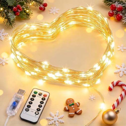 JMEXSUSS USB Fairy Lights 33ft Warm White 100 LED for Bedroom Decor