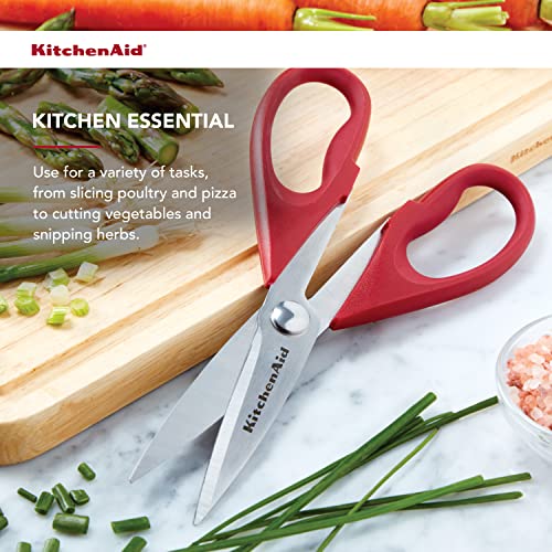 KitchenAid All Purpose Kitchen Shears with Protective Sheath Durable Stainless Steel Scissors, Dishwasher Safe, Soft Grip Comfort Handle, 8.72 Inch, Ink Blue